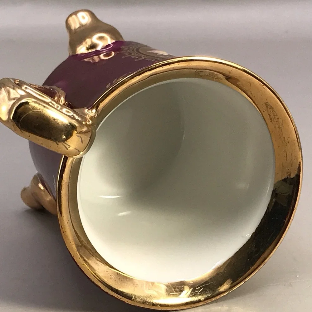 Porcelain KPM Footed Tea Cup and Saucer Floral Gold Trim -‎ Japan